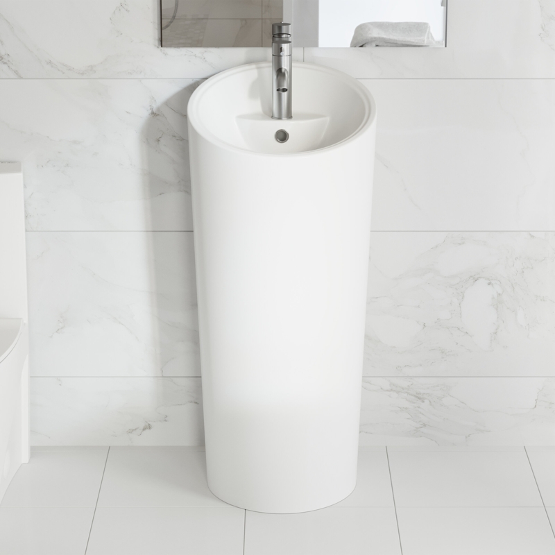Ceramic Pedestal Sink with One-Piece Design