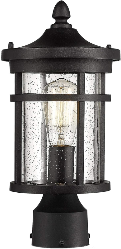 Sturdy Metal and Glass Post Light