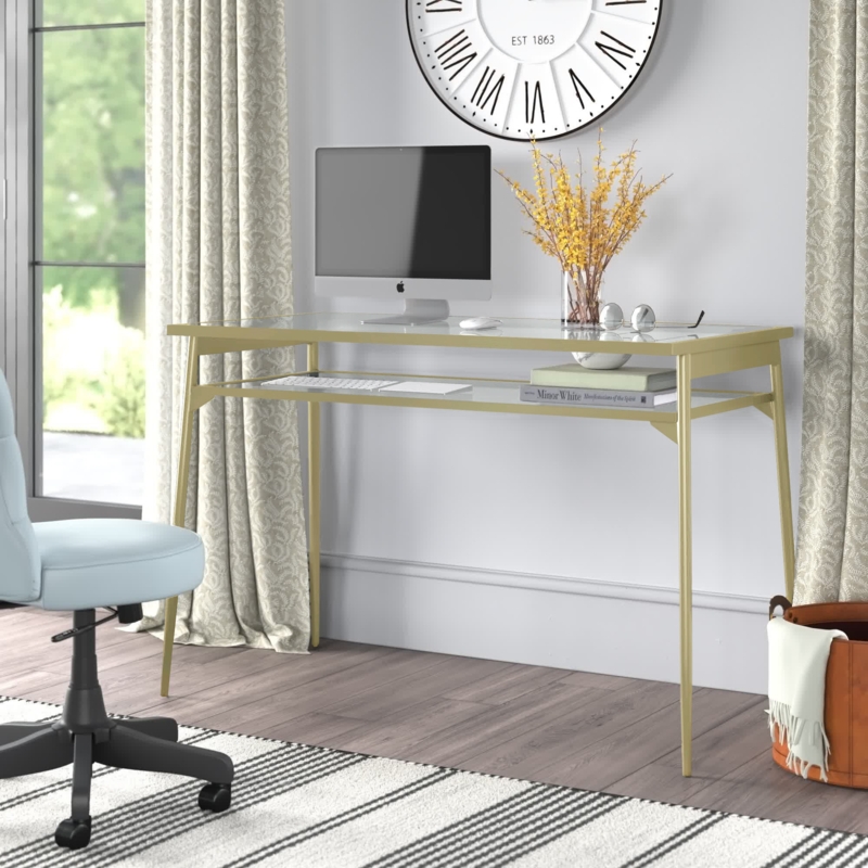 Minimalist Glass-Top Writing Desk