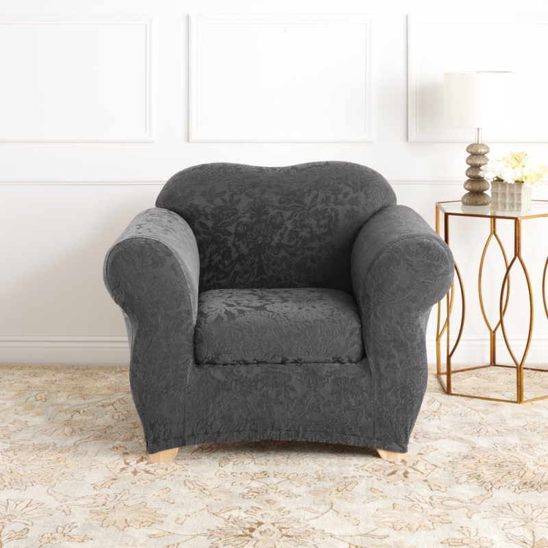 Stretch Jacquard Damask Furniture Slipcover