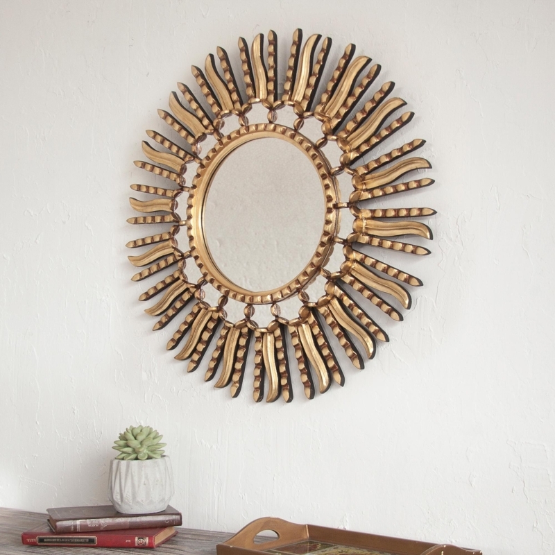 Radiant Sunburst Wood Mirror Frame