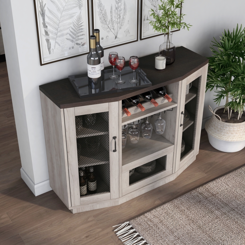 Stylish Buffet with Wine and Stemware Storage