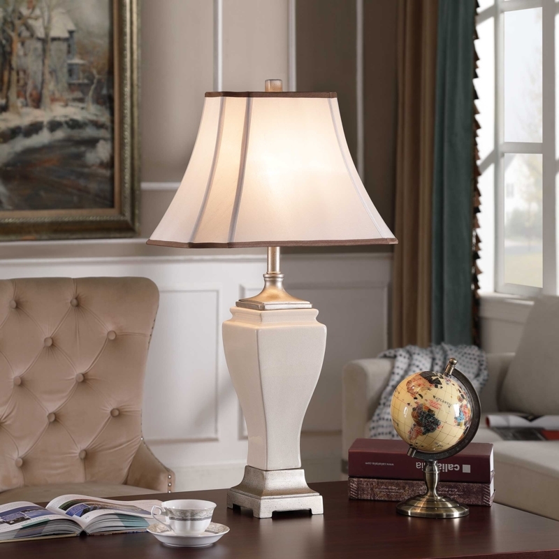 Beige Table Lamp with Ribbon Accents