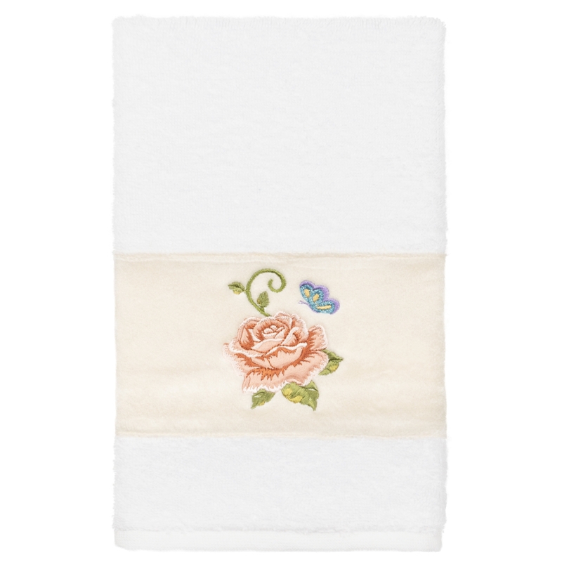 Embellished Towel with Rose & Butterfly Motif