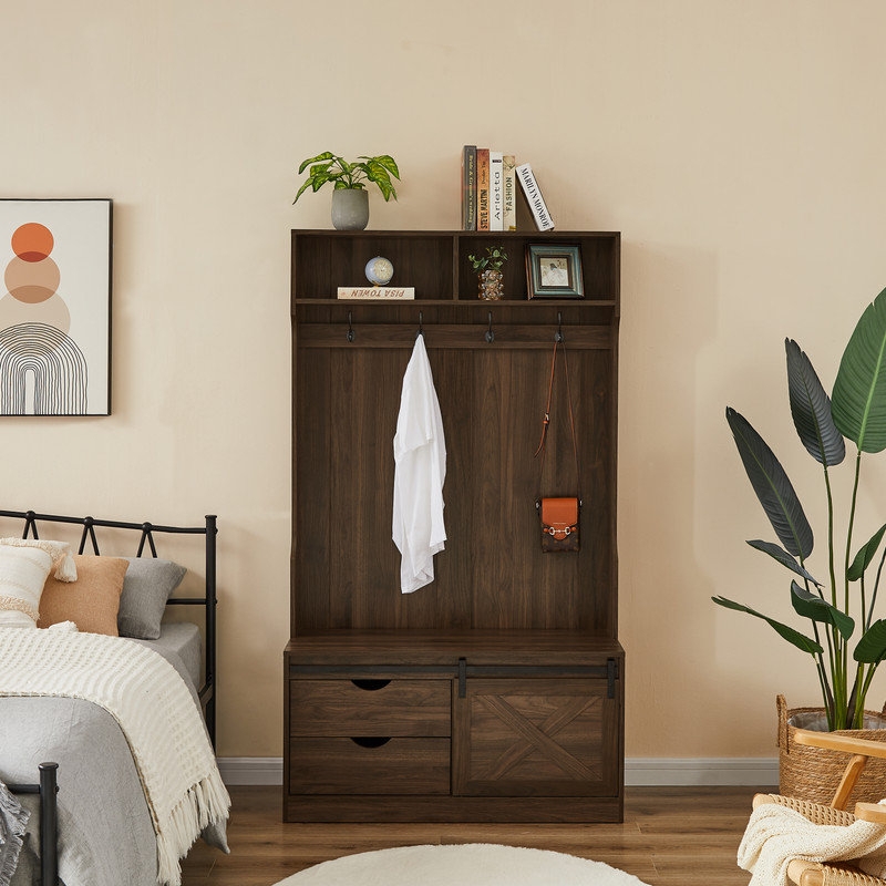 Vintage Wooden Hallway Coat Rack