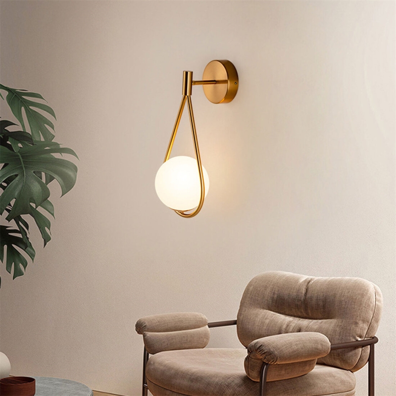 Moon-Inspired White Glass Wall Lamp
