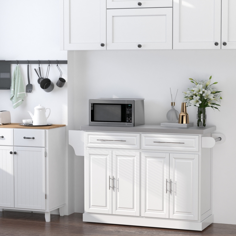 Rolling Kitchen Island with Stainless Steel Top