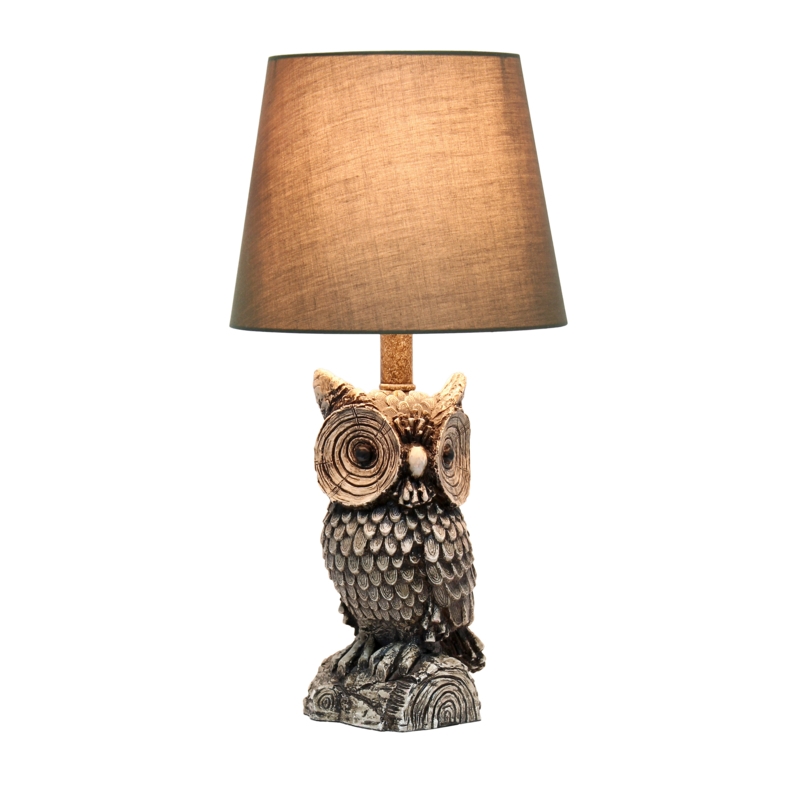 Night Owl Table Lamp with Tapered Fabric Shade