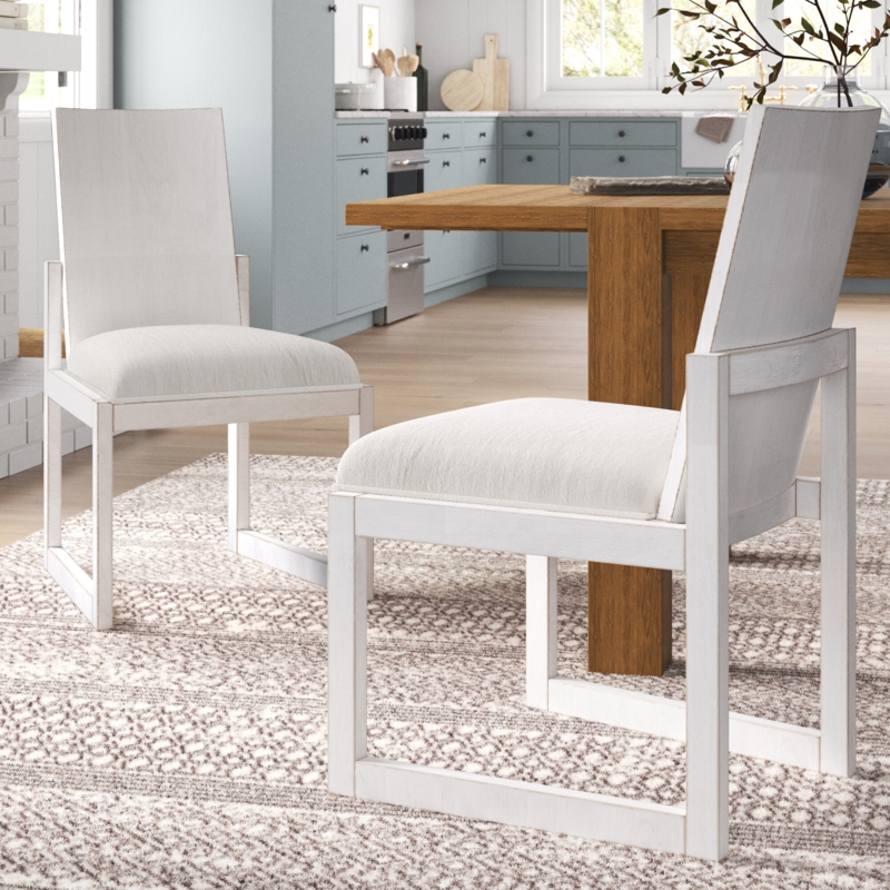Panel Back-side Chair with Linen Seat