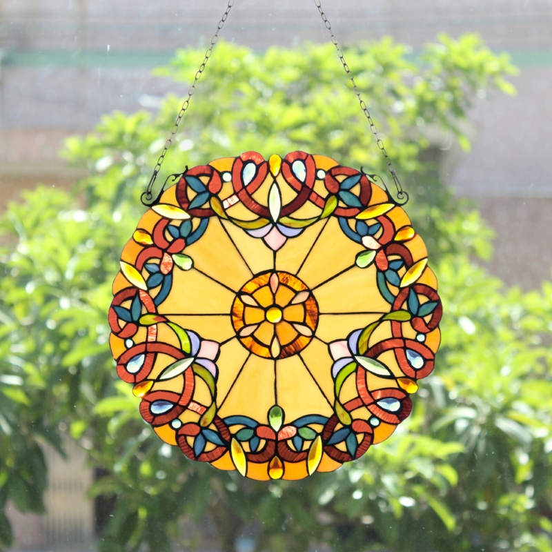 Victorian-Style Stained Glass Window Panel
