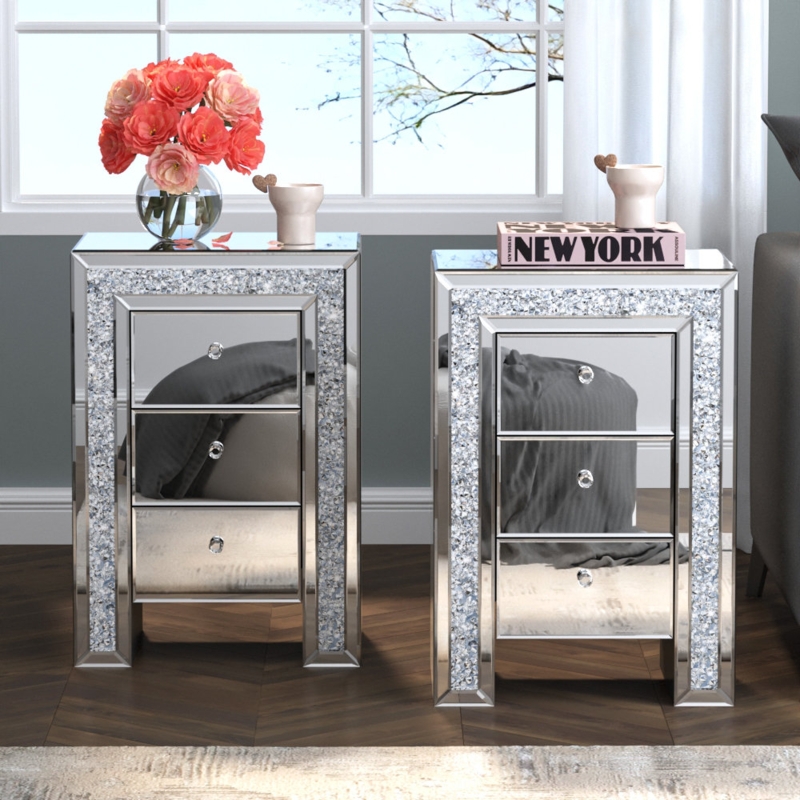 Glamorous Crushed Diamond Bedside Table