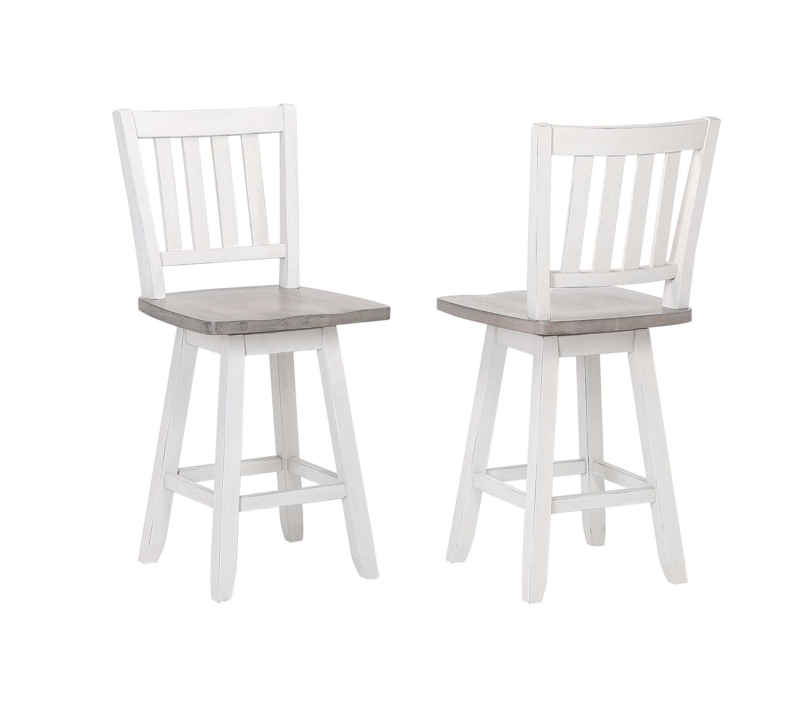 Swivel Square Barstool in Washed Grey and White