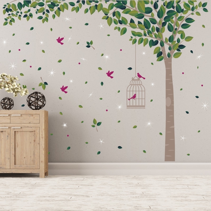 Tree and Swarovski Crystals 60 Piece Wall Decal Set