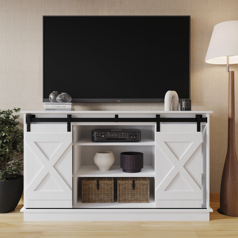 Rustic Farmhouse TV Stand with Barn Doors
