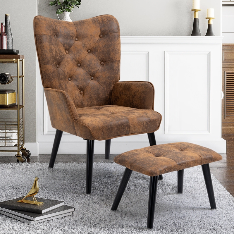 Mid-Century Modern Chair with Footstool