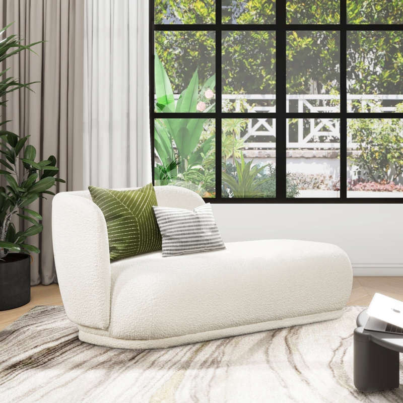 Luxurious Chaise Lounge with Boucle Fabric