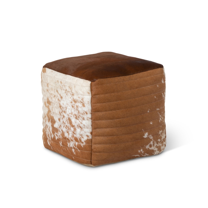 Round Faux Horsehair Storage Ottoman