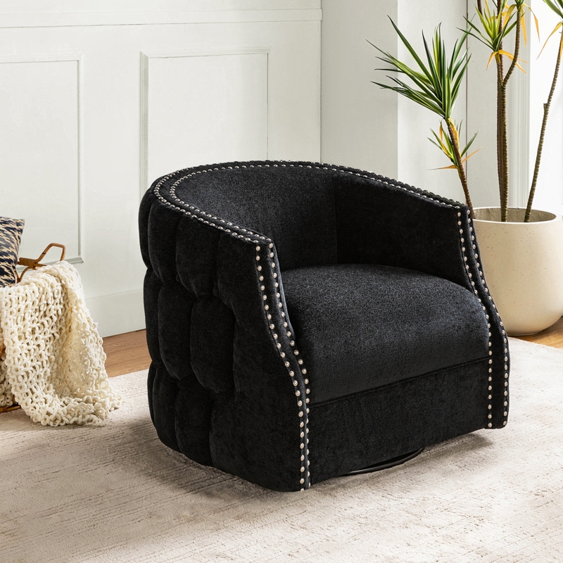 Ergonomic Swivel Chair with Decorative Trim