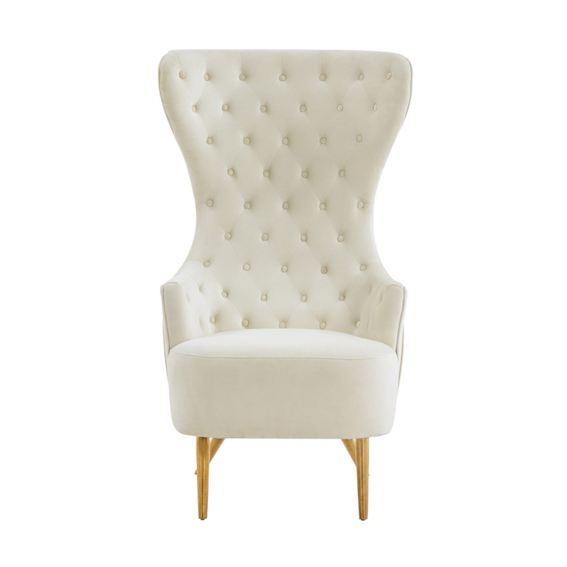 Faux Shearling Accent Chair with Brushed Gold Finish