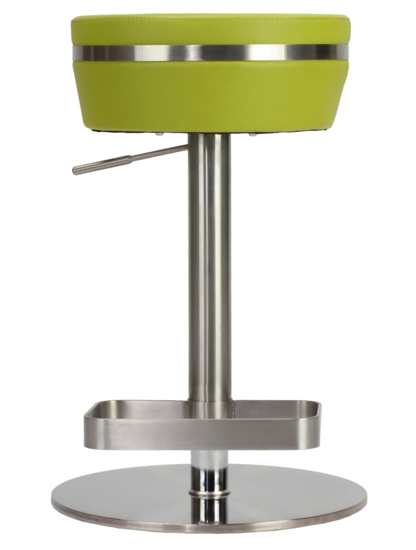 Minimalist Round Bar Stool in Red Faux Leather