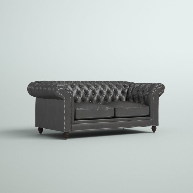 Chesterfield Faux Leather Loveseat