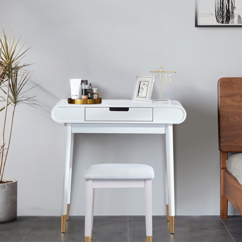 Makeup Table with Storage Drawer and Chair