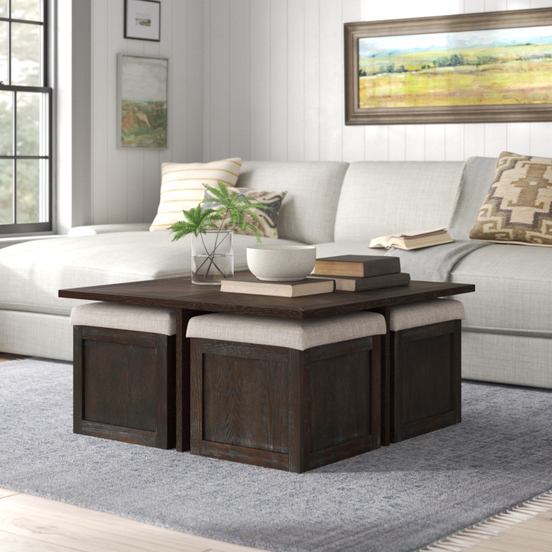 Coffee Table with Nested Ottomans
