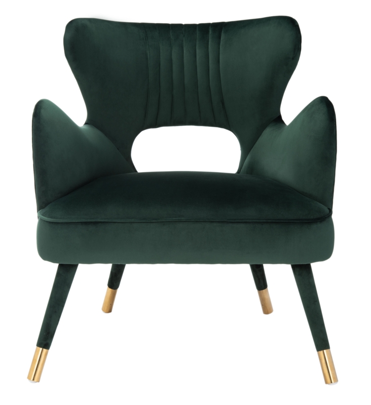 Retro Luxury Velvet Chair with Gold Caps
