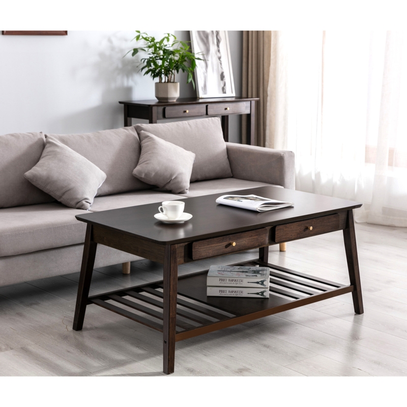 Mid-Century Modern Bamboo Coffee Table