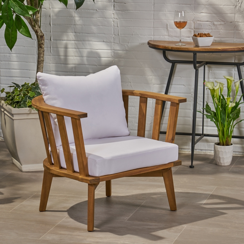 Acacia Wood Patio Chair with Cushions