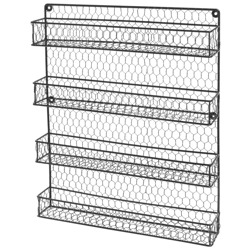 Country Chic Metal Wire Spice Jar Rack