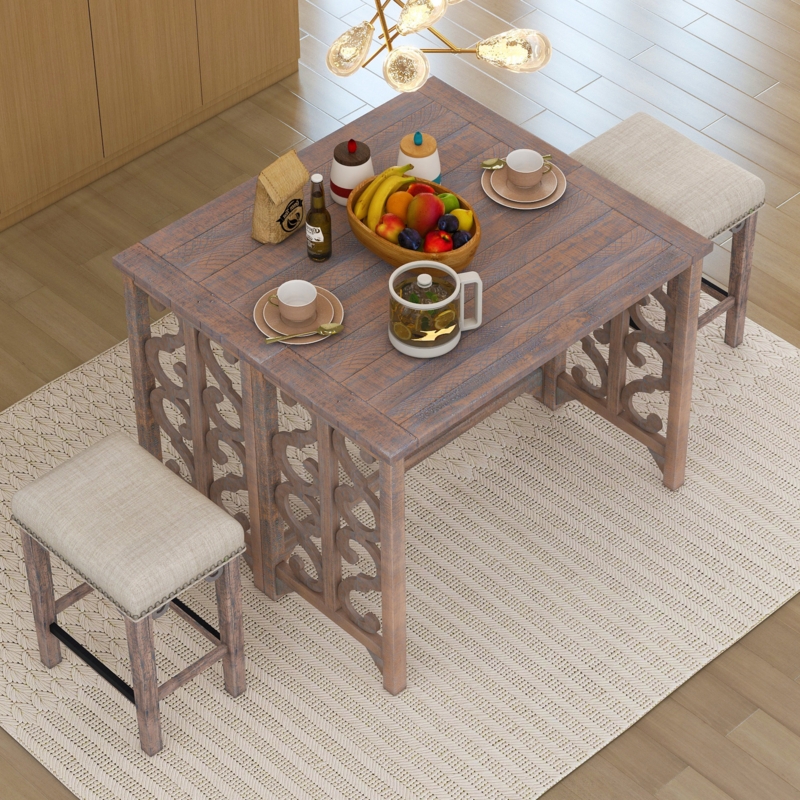 Foldable 3-Piece Counter Height Dining Set