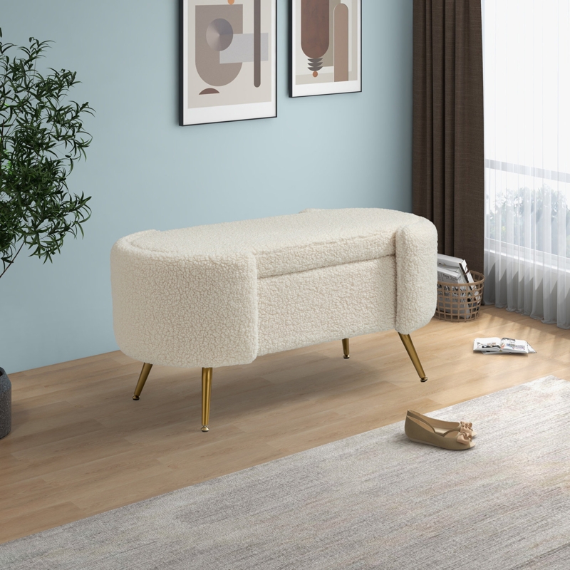 Mid-Century Oval Storage Bench
