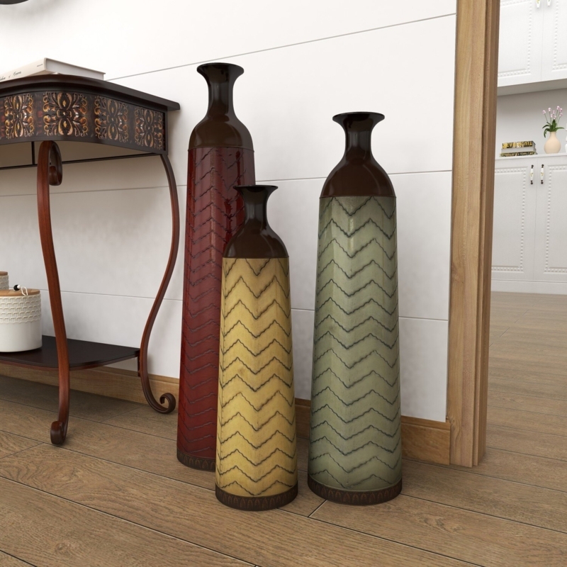 Large Metal Vase Set