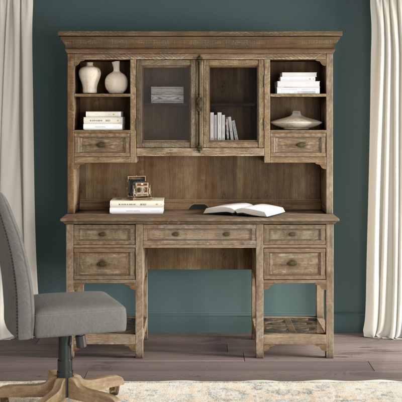 Rustic Secretary Desk with Hutch and Storage