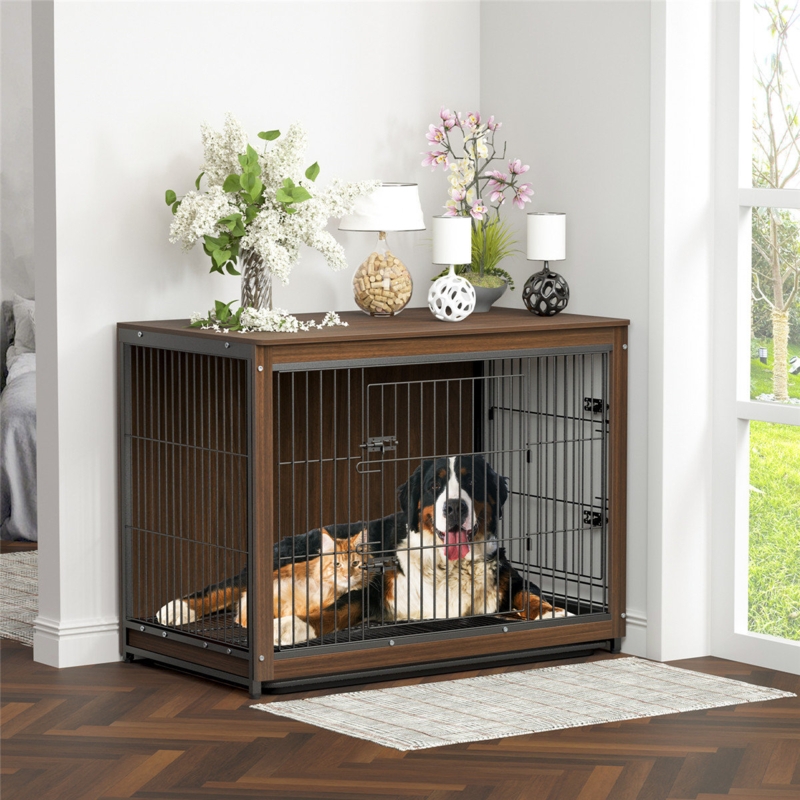 End Table with Pet-Friendly Cage