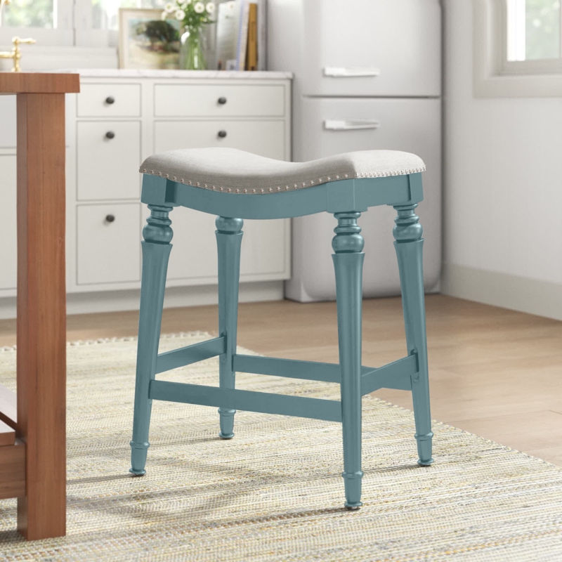 Coastal Farmhouse Wooden Counter Stool