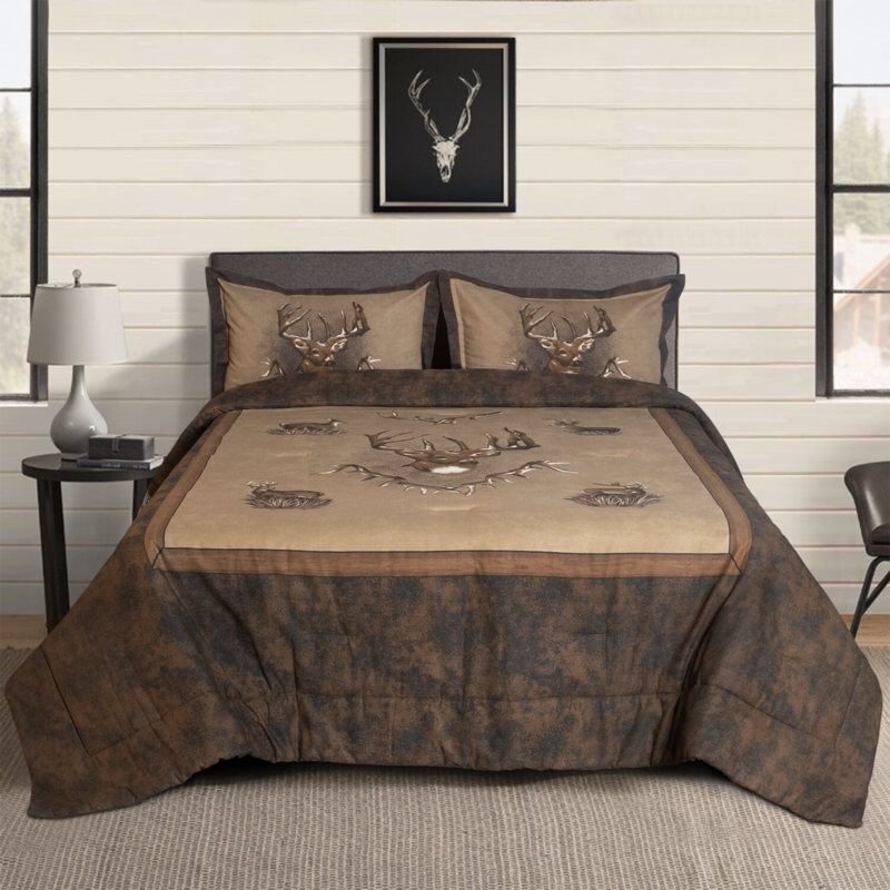 Set Copripiumino C&F Home Buck Ridge Trail Cabin 3 Pezzi Full/Queen - Marrone, Motivi Fauna Selvatica
