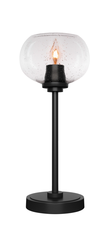 Matte Black Accent Table Lamp with Clear Bubble Glass