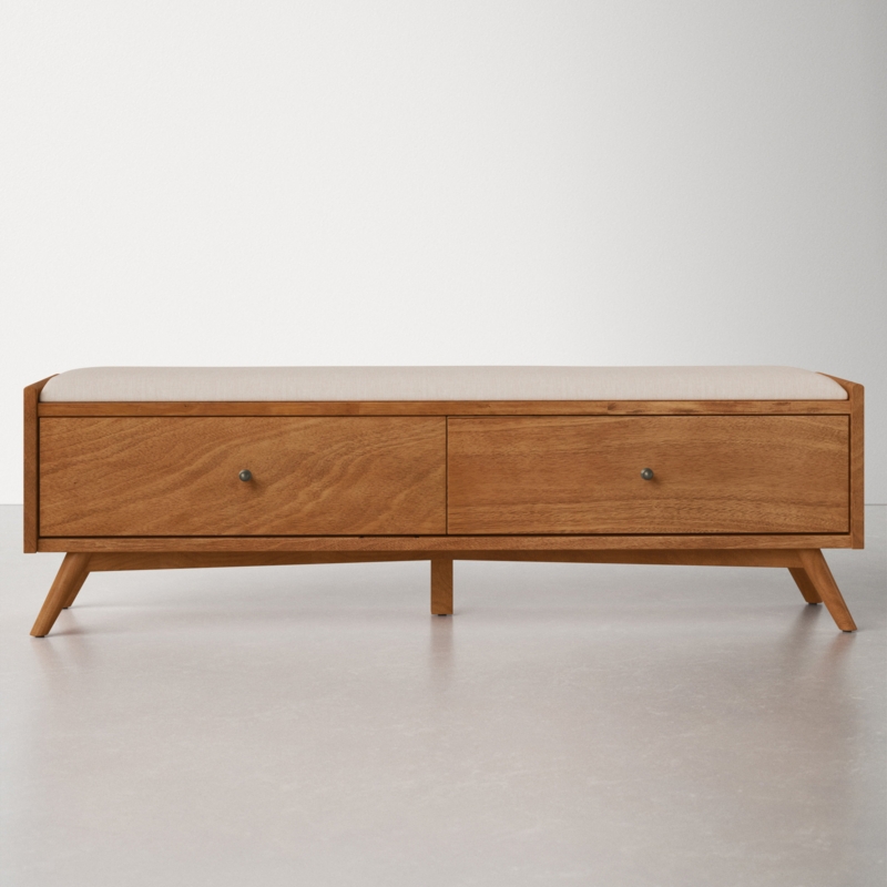 Mid-Century Modern Bench with Storage