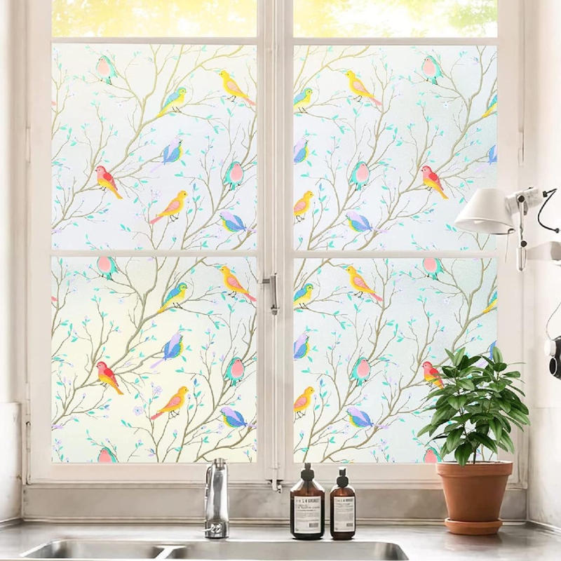 Bird Pattern Frosted Glass Film