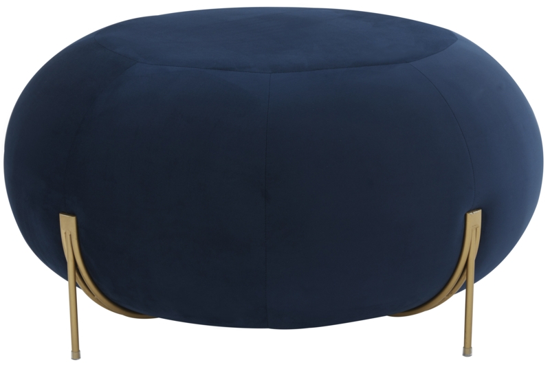 Round Velvet Ottoman with Metallic Legs