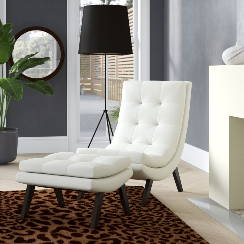Slipper Chair with Matching Ottoman