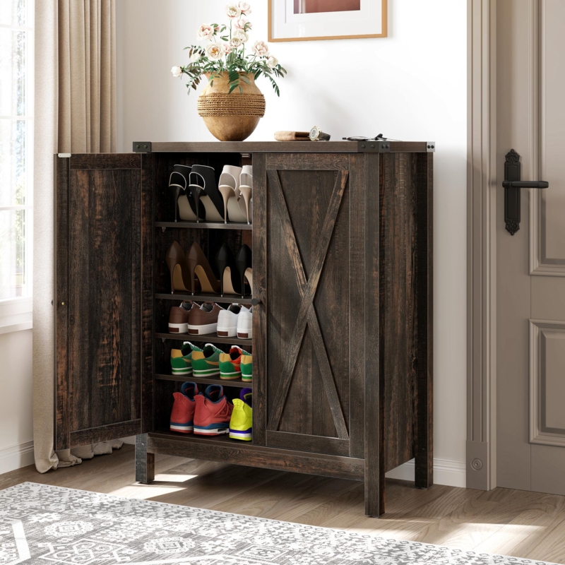 5-Tiers Retro Wood Shoe Storage Cabinet