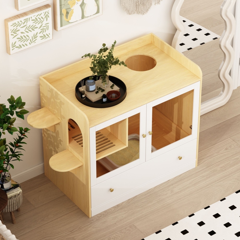 Litter Box Storage Cabinet with Modern Chic