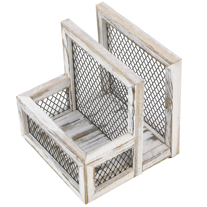 Rustic Napkin Dispenser Rack with Condiment Storage