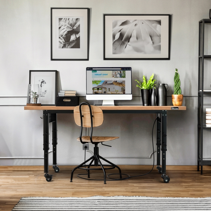 Adjustable Wood Top Work Table
