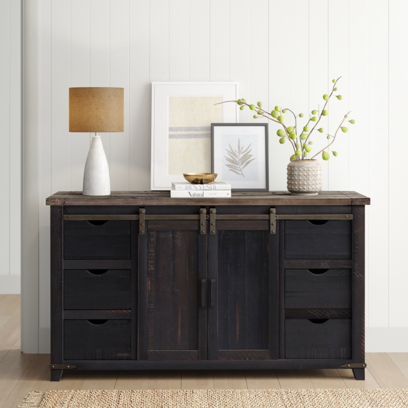 Rustic Credenza with Barn Door Accents