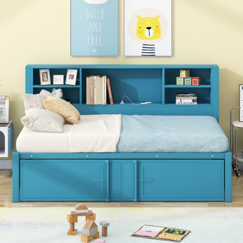 Twin Size Daybed with Trundle & USB Ports