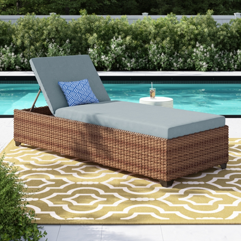 Reclining Chaise Lounge Chair with Weatherproof Cushions